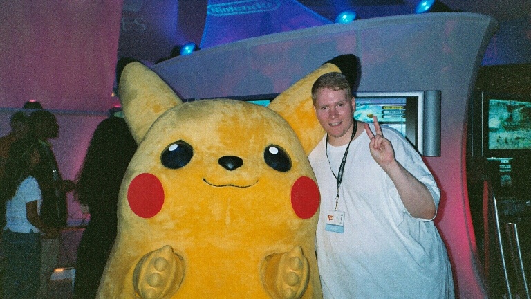 E3 2003. Posing with the giant Pikachu. Frankachu!