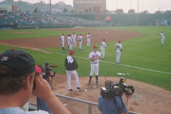 May 20. On Prior's first visit, we didn't have much film. Here he is in the bullpen.