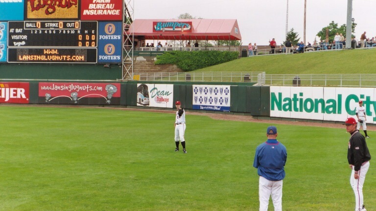 May 25. Prior tosses some balls in the outfield before moving to the bullpen area.