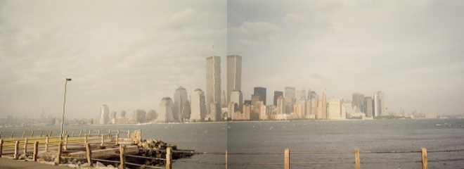 I took a trip to New Jersey in 1994. I took two pictures of New York from across the river at the park in Jersey City. Who knew those towers would be blown up 7 years later?